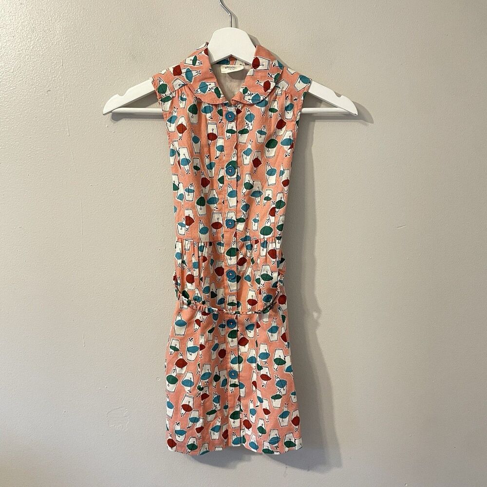 Mini Boden Summer Dress Pail Beach Summer Belt Sz 7-8 Lined